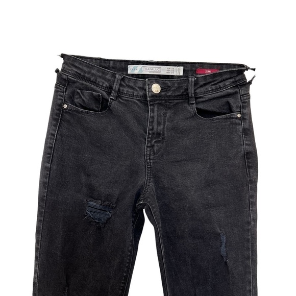 Zara Trafaluc TRF Women's Jeans Size 2 EUR 34‎ Black Skinny Distressed - Picture 3 of 7